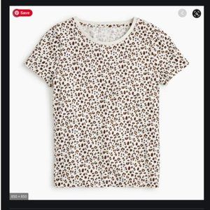 J. Crew Leopard Print Short Sleeve Tee - Cream and Brown